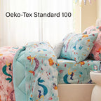 Twin Size Mermaid Kids Bedding Set for Girls, 7 Pieces Super Soft Lightweight Microfiber Comforter Set with Sheets, Bed in a Bag, Durable Children Bed Set