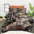 NINENINE Camo Deer Bedding Sets Full Size American Flag Comforter for Boys Adult Teens Western Theme Wildlife Forest Hunted Animal Comforter Sets with 1 Comforter 2 Pillowcases