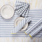 Printed Kitchen Dish Bar and Tea Towels Cotton, 18x28 inch with Trims, Cotton Dish Towel Sets (Blue Stripes, Set of 6)