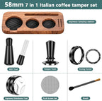 7 Pack Espresso Accessories Kit,58mm Espresso Tool Kit | Espresso Tamping Station | Coffee Distributor Tamper | WDT Tool | Dosing Funnel | Expresso Puck Screen | Christmas Gift for Espresso Lovers
