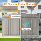 180 Gallon Outdoor Storage Box, Waterproof Deck Box with Handles and Lockable Lid, Resin Patio Storage Box with Hydraulic Rods for Garden Tools, Cushions, Grey