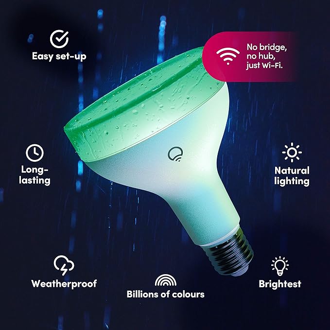 LIFX Color, 1100 lumens BR30 E26, 2.4GHz Wi-Fi Smart LED Light Bulb, Billions of Colors and Whites, No Bridge Required, Works with Alexa, Hey Google, HomeKit and Siri, Multicolor (Pack of 2)