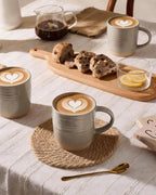 famiware Coffee Mugs Set of 4, 13 oz Mug Set, Ceramic Cup Set with Handle for Coffee, Tea, Cocoa, Milk, Constellation Series, Cinnamon Brown