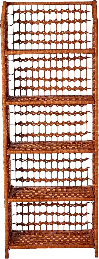 Oriental Furniture 53" Natural Fiber Shelving Unit - Honey