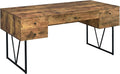 Coaster Home Furnishings Analiese Rustic 63-Inch 4-Drawer Home Office Computer Writing Desk Study Table with Storage Engineered Eco-Friendly Wood Look Laminate Sturdy Steel Base Rustic Nutmeg 800999