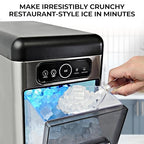 Kenmore Countertop Ice Maker Nugget Machine – Portable Self-Cleaning Máquina de Hacer Hielo para Casa, Crunchy Chewable Pebble Ice, 40lb/24hr Capacity, Stainless Steel