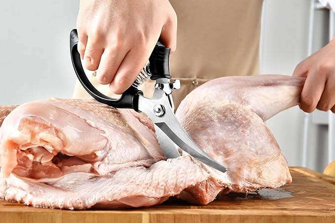 Heavy Duty Poultry Shears - Kitchen Scissors for Cutting Chicken, Poultry, Game, Meat - Chopping Vegetable - Spring Loaded