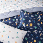 Kids Bedding Set for Boys, Queen Size 7 Pieces Space Themed Bed in a Bag, Super Soft Lightweight Microfiber Comforter Set with Sheets, Hotel Quality Durable Children Bed Set