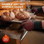 BBQ Gloves 1472°F Heat Resistant Oven Gloves with Fingers Heat Proof Grill Gloves Non-Slip Silicone Oven Mitts for Kitchen Cooking Grilling Baking Smoking