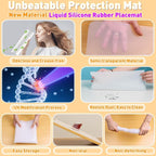 Silicone Placemat Set of 4,Heat Resistant Non-Slip Silicone Mat for Dining Table and Kitchen,Waterproof Wipeable Easy Clean Upgrade Table Mat 15.8"x11.8" Ultra-Thin Semi-Transparent(White)