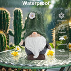 Solar Cactus Gnome Statue Garden Decor Light - Outdoor Decorative LED Flower, Suitable for Patio, Lawnand Garden Decorations, Gifts for Mom