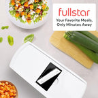 Fullstar Pro Original Vegetable Chopper & Mandoline Slicer Kitchen Gadget | 8 in 1 Veggie Slicer, Onion & Fruit Cutter with Sharp Stainless Steel Blades & Container, All-in-One Meal Prep Tool (White)