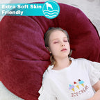 Stuffed Animal Storage Bean Bag Chair Cover (No Beans) for Kids and Adults.Soft Premium Corduroy Stuffable Beanbag for Organizing Children Plush Toys or Memory Foam Small 100L (WineRed)
