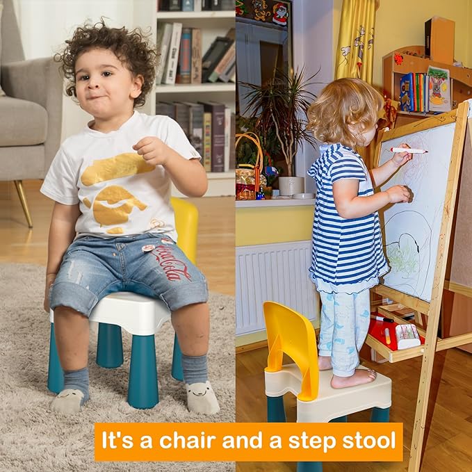 burgkidz Plastic Kids Chair, Durable and Lightweight, 9.3" Height Seat, Indoor or Outdoor Use for Ages 2 and Up (Macaron)