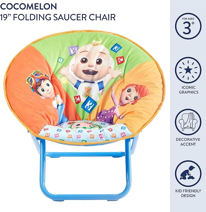 Idea Nuova Cocomelon Saucer Chair, Relaxing, Foldable, Polyester