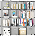 HOMIDEC Book Shelf 16 Cubes Bookcase Bookshelf Cube Storage Organizer Portable Display Bookshelf Kids Bookshelf Book Case for Study Room,Bedroom,Office,Living Room,Closet (47.2x11.8x47.2 inch)