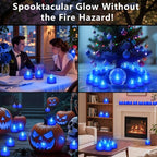 Tea Lights Battery Operated Candles LED Tea Lights Flameless Candles 200+ Hours Flickering Fake Tealights for Sweetest Day Wedding Home Decorations Party (Blue Base, 24 Pack)