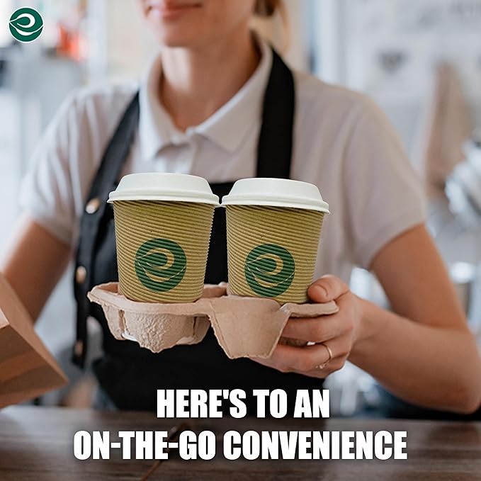 ECO SOUL 16oz Compostable Ripple Cups (50 Pack) – Biodegradable Paper Cups, Non-Toxic Disposable Cups for Hot Drinks, To-Go Coffee Cups, Eco-Friendly & Ripple Paper Cups