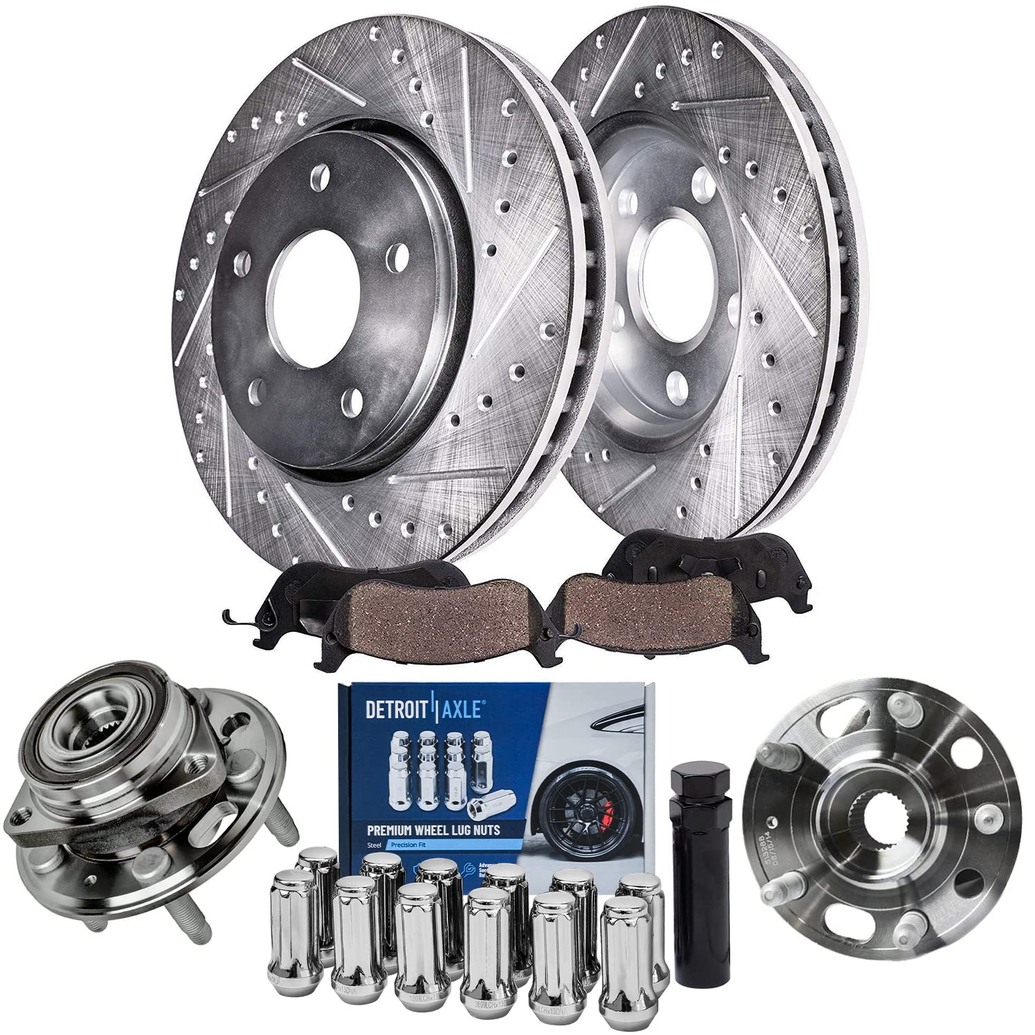 Detroit Axle - Front Wheel Bearing Hubs Brake Kit for Chevy Malibu Impala Equinox GMC Terrain Buick Regal LaCrosse 12.64 inch Br