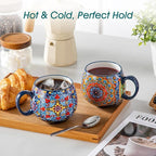 vancasso Coffee Mugs Set of 6, 18oz Ceramic Coffee Cups, Colorful | Porcelain Coffee Mugs for Cappuccino, Latte, Espresso, Bohemian Mugs with Handle for Daily Use, Microwave & Dishwasher Safe