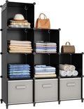 HOMIDEC Closet Organizers and Storage, 9 Cube Storage Organizer, Black | Portable Closet Organizer, Storage Cubes Shelves, for Bedroom, Kids Room, Bathroom, Wardrobe, Clothes Rack