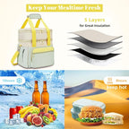 holuxer Insulated Lunch Bag & Lunch Box for Women - Double Deck Reusable Lunch Bag for men Tote Cooler Bag Leakproof Soft Expandable - Large Lunchbox for Work/Adult/Picnic/Outdoor (Green，15L)