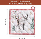 Maison d' Hermine Pot Holders 100% Cotton Potholders (8" x 8", Pack of 1) | Heat Resistant Hot Pads with Loop BBQ Cooking Baking Hotel Kitchen Handling Hot Pans Thanksgiving Christmas - Rural Christmas