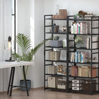 NUMENN 6 Tier Bookshelf, Tall Bookcase Shelf Storage Organizer, Modern Book Shelf for Bedroom, Living Room and Home Office, Black
