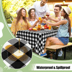 6 Packs Buffalo Disposable Table Cloth, 54 x 108 Inch Waterproof Plastic Tablecloth, Rectangle Black and White Checkered Table Covers for Picnic, Birthday, Party, Back to School