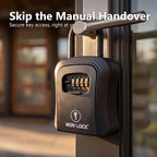 Iron Lock® Medium Key Lock Box with Code, U-Shackle Opens Fully Out (Black) | Built-in key hooks + catch tray; hangs on handles, gates, fences or a hasp; wall-mountable; dial cover; no batteries