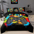 Gamer Comforter Set Gaming Twin Size,Video Game Controller Comforter for Boys Kids Adult 3D Gamepad Microfiber Bedding Sets 5 Pieces Bed in A Bag Sets30019,Twin