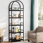 Tribesigns 5-Tier Open Bookshelf, 74.4" Wood Bookcase Storage Shelves with Metal Frame, Freestanding Display Rack Tall Shelving Unit for Office, Bedroom, Living Room, Easy Assembly(Black, 1PC)