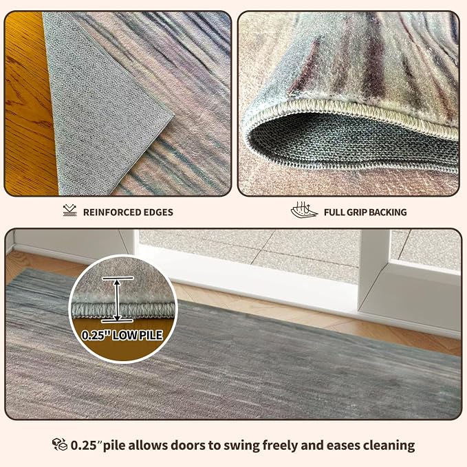 8x10 Area Rug, Plush Soft Living Room Rug Machine Washable - Large Non-Slip Stain Resistant Rug for Bedroom, Geometric Pet Friendly Carpet