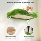 FUKUMARU Cat Wall Shelves, 4 in 1 Set, Green | Stable & Safe Cat Walls Furniture, Wooden Kitten Climbing Wall with Scratching Post for 16 Inch Drywall