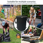 Pop up Camping Trash can with lid, 2-Pack Collapsible 24 Gallons Trash can with Sorting Clips, Garden Garbage Bag with Lid, Lawn and Leaf Bags - Reusable Yard Waste Bags (2Pcs-Black)