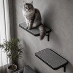 Cat Wall Shelf Window Perch, Cats Bed Hammock with Scratching Pad, Cat Shelf for Climbing Sleeping Playing,Black Furniture for Indoor Large Cats
