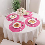 SHACOS Round Braided Placemats Set of 6 Cotton Polyester Woven Place Mats 15 inch Washable Table Mats for Kitchen Dining Tables (Hot Pink, 6)