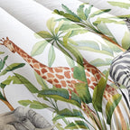 Wild Animal Comforter Queen Size,Elephant Giraffe Zebra Kids Comforter Set,3Pcs Bedding Set Printed Comforter with 2 Pillowcases,Down Alternative,Soft and Lightweight,for All Seasons