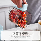 Martha Stewart 3 Cup Electric Vegetable Chopper & Mini Food Processor, Blue | 24oz BPA-Free Bowl, Stainless Steel Blades, Pour Spout, Dice, Puree, Mince, Chop Vegetables & Herbs, Dishwasher-Safe Parts