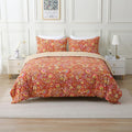 ABREEZE Paisley Bedding Sets 3Pcs Brushed Cotton Duvet Cover Set King Size Rustic Damask Red Floral Comforter Cover with Zipper Closure Boho Bedding Collections