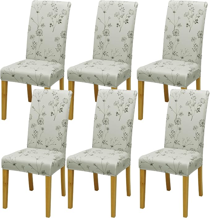 Dining Chair Covers, Stretch Seat Covers, Washable Furniture Protector | 6 Pack, Washable, Stretch Fit, Soft, Non Slip, Dining Chair Covers, Seat Protector, Furniture Protector
