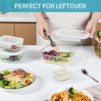 Vtopmart 8 Pack Glass Food Storage Containers with Airtight Lids | Meal Prep Lunch Containers, Leakproof, Leftover Storage, Take-out, Microwave, Oven, Freezer and Dishwasher Safe, BPA Free