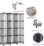 ANWBROAD Cube Storage Organizer 12-cube DIY Modular Closet Organizer Plastic Bookshelf Bookcase Storage Shelves Units Rubber Hammer for Bedroom Office Living Room ULCS012H