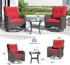 Kullavik 13PCS Outdoor Patio Furniture Set,PE Wicker Rattan Sectional Sofa Patio Conversation Sets with 43" 55000BTU Gas Propane Fire Pit Table,Swivel Rocking Chairs Set,Dark Red