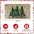 Merry Christmas Door Mat ,Pine Trees Snowflakes Welcome Doormat for Front Door,Non-Slip Winter Xmas Holiday Front Porch Rugs, Indoor Outdoor Entry Doormats Low-Profile Floor Mats,29 x 17 Inch