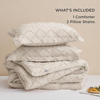 Bedsure California King Comforter Set - Beige Comforter, Boho Tufted Shabby Chic Bedding Comforter Set, 3 Pieces Vintage Farmhouse Bed Set for All Seasons, Fluffy Bedding Set with 2 Pillow Shams