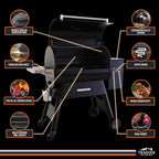 Traeger Ironwood 885 Wood Pellet Grill and Smoker, WiFi Pellet Smoker Grill with Super Smoke Mode, D2 Controller, Large 885 sq. in. Cooking Area, Outdoor BBQ Electric Pellet Smoker, TFB89BLFC