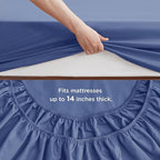 Bedsure Infinity Blue Twin Comforter Set - 5 Pieces Solid Twin Bed in a Bag, Twin Bed Set Infinity Blue with Comforters, Sheets, Pillowcase & Sham