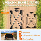 Collapsible Wagon Cart with Wheels Foldable, Folding Wagon Cart with All Terrain Wheel, Large Grocery Carts On Wheels, Heavy Duty Utility Wagons for Shopping Beach Sports Fishing Camping, 110L, Black