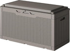 110 Gallon Deck Box Outdoor Indoor Waterproof Storage Box for Patio Furniture, Pool Accessories, Garden Tools, and Cushion Storage, Coffee
